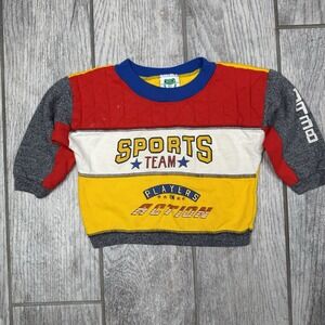 Vintage‎ Bull Frog Sweater Boys 24M Gray Yellow Pullover Football Sports Team